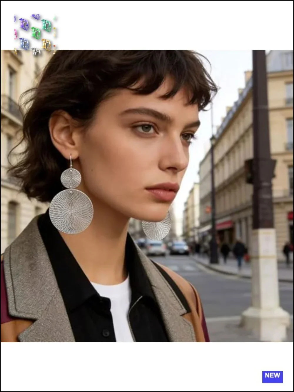 Handmade Vintage Geometric Double Circle Dangle Earrings Hypoallergenic Alloy